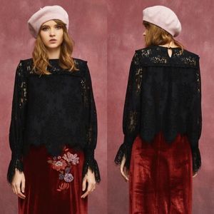 NWT Anthropologie Foxiedox Black Lace Blouse
